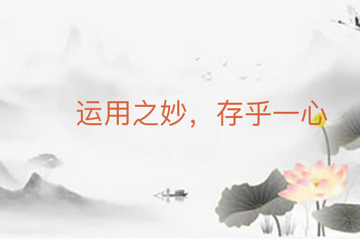 运用之妙，存乎一心