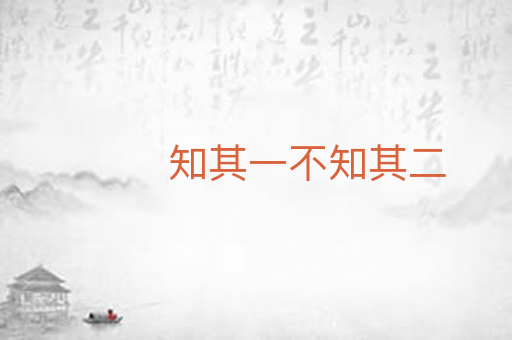 知其一不知其二