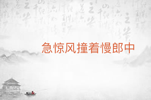 急惊风撞着慢郎中