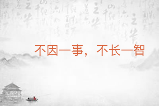 不因一事,不长一智