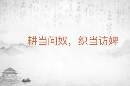 耕当问奴，织当访婢